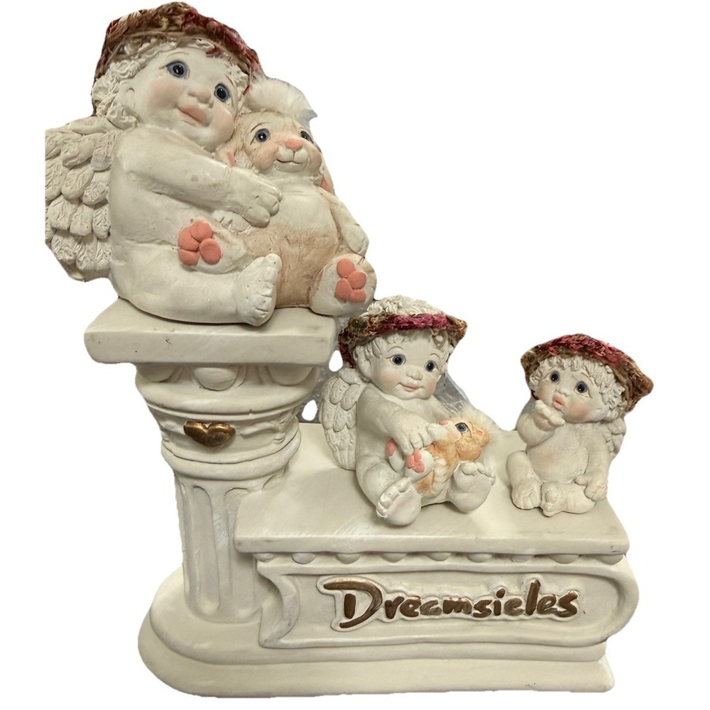 Vintage Dreamsicles‎ Golden Pedestal Arches Cast W/3 Cherubs 1997-1999 1 Lg 2 Sm